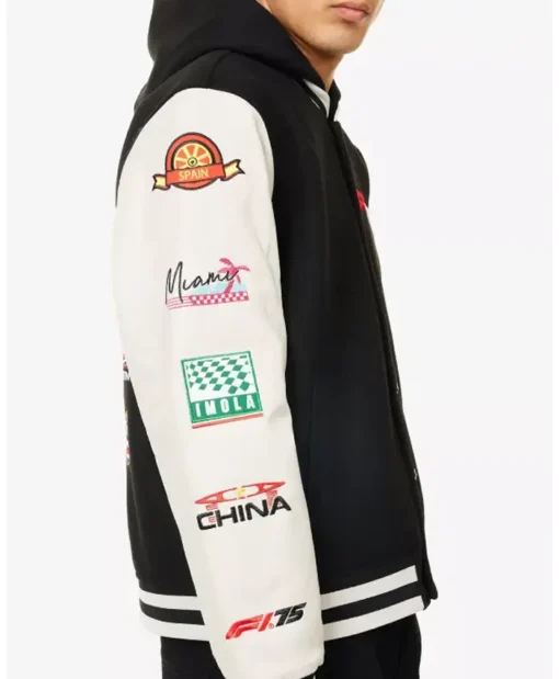 F1 F175 Black And White Logo Varsity Jacket