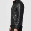 Fashion Quilted Black Biker Leather Jacket Mens