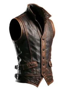 Gothic Weathered Leather Handcrafted Vest