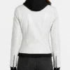 Hood Removable White Leather Jacket For Women
