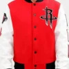 Houston Rockets Full Snap Red And White Varsity Jacket