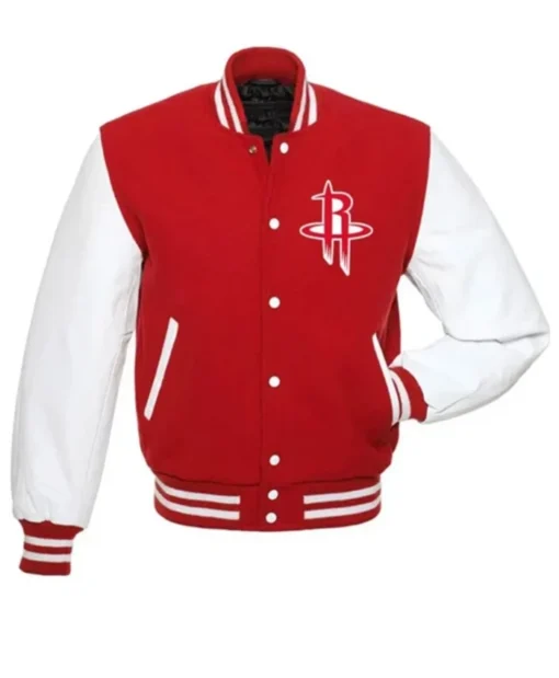 Houston Rockets NBA Letterman Red And White Jacket