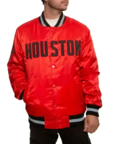 Houston Rockets Red Letterman Varsity Jacket