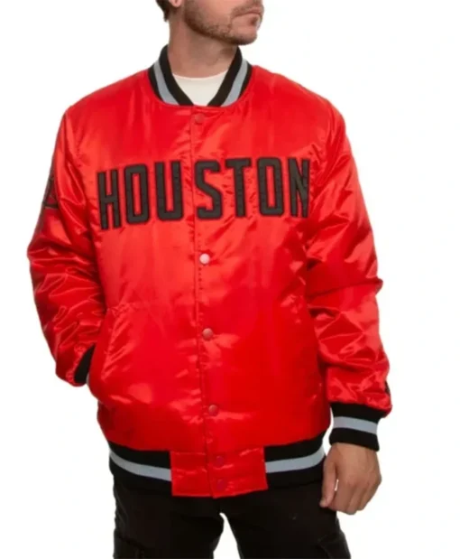 Houston Rockets Red Letterman Varsity Jacket