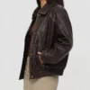 Jaxton Oversized Brown Leather Jacket For Women