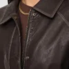 Jaxton Oversized Brown Leather Jacket For Womens