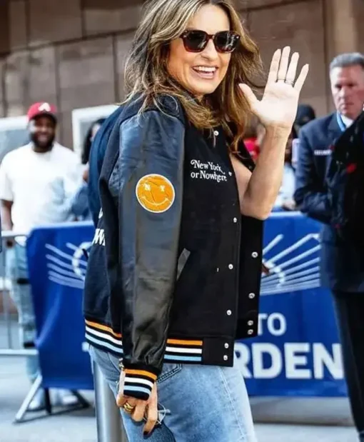 Mariska Hargitay Black NY Varsity Knicks Jacket