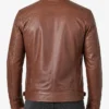 Men Cafe Racer Quilted Leather Brown Jacket