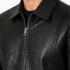 Men Cafe Racer Simple Black Leather Jacket