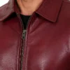 Men Cafe Racer Simple Leather Maroon Jacket