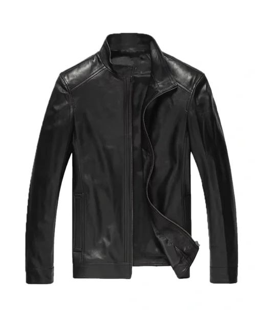 Men Fashion Black Leather Motorcycle Jacket