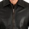 Men Simple Cafe Racer Dark Brown Leather Jacket