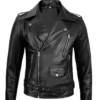 Mens Black Asymmetrical Biker Leather Jacket