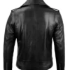 Mens Black Asymmetrical Leather Biker Jacket