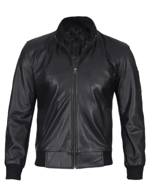 Men’s Black Bomber Leather Jacket