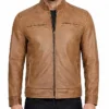 Men’s Brown Cafe Racer Leather Biker Jacket