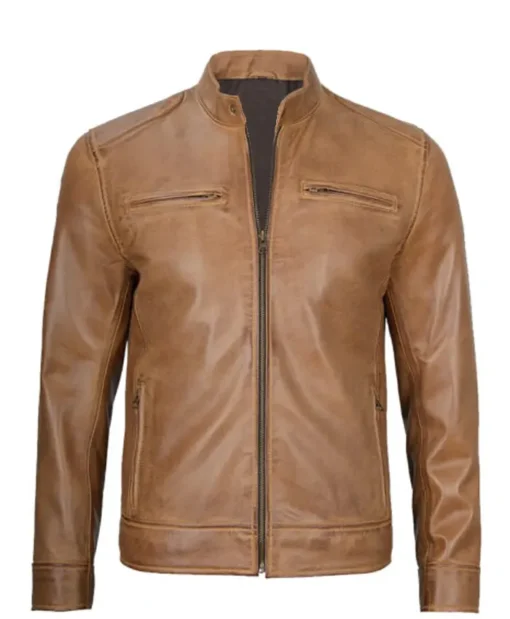Men’s Brown Cafe Racer Leather Jacket
