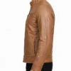 Mens Brown Cafe Racer Leather Jacket For Biker