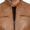 Men’s Brown Cafe Racer Leather Jacket For Motorcycle