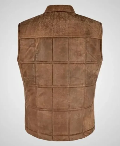Men’s Buff Padded Leather Brown Vest