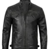 Men’s Cafe Racer Black Quilted Leather Jacket