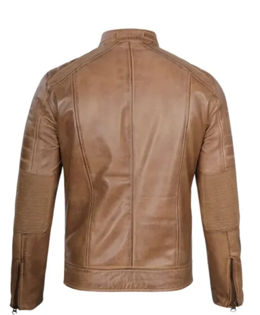 Men’s Cafe Racer Brown Camel Leather Jacket