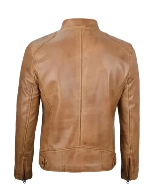 Men’s Cafe Racer Brown Leather Jacket