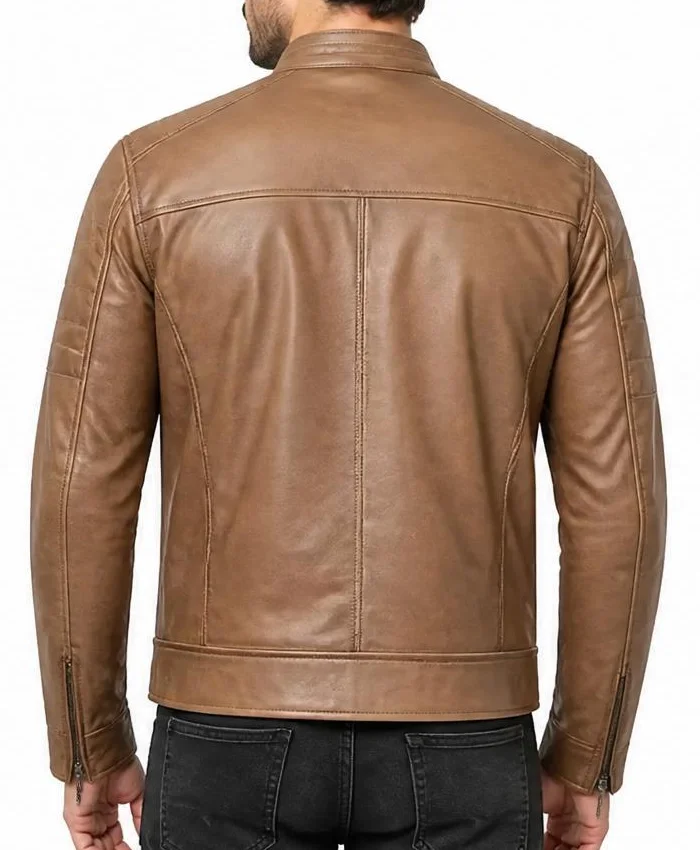 Mens Cafe Racer Camel Brown Leather Jackets