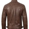 Men’s Cafe Racer Quilted Dark Brown Leather Jacket