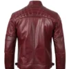 Men’s Cafe Racer Quilted Maroon Leather Jacket