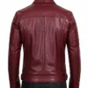 Mens Cafe Racer Simple Maroon Leather Jacket