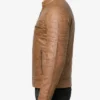 Mens Camel Brown Cafe Racer Leather Jacket