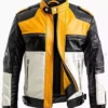 Men's Classic Slim-Fit Trucker Yellow Biker Leather Jacket