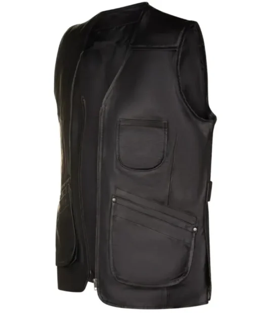 Men’s Cowhide Leather Black Vest