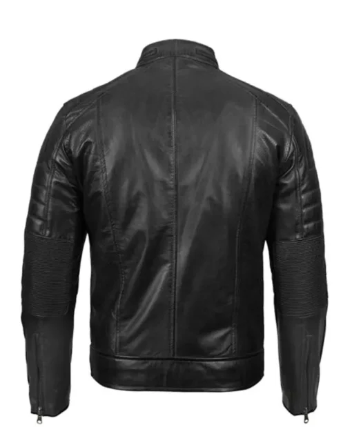 Men’s Lambskin Black Leather Cafe Racer Jacket