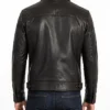 Mens Simple Cafe Racer Dark Brown Leather Jacket