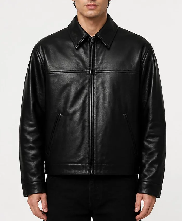 Mens Vintage Oversized Black Leather Jacket