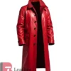 Merry Christmas Leather Trench Coat