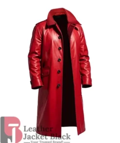 Merry Christmas Leather Trench Coat