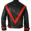 Michael Jackson Red Stripe Black Leather Jacket