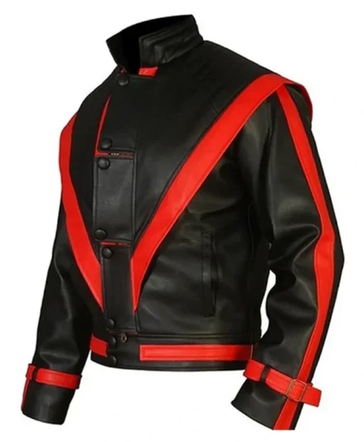 Michael Jackson Thriller Red Stripe Black Leather Jacket For Him And Her