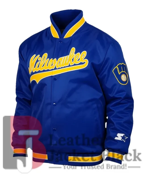 Milwaukee Brewers Royal Satin Bomber Jacket