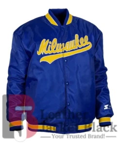 Milwaukee Brewers Satin Royal Bomber Jacket