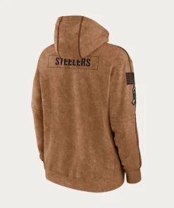 NFL Pittsburgh Steelers Salute To Service Club Brown Pullover Fleece Hoodie