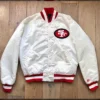 NFL San Francisco 49ers White Satin Varsity Jacket