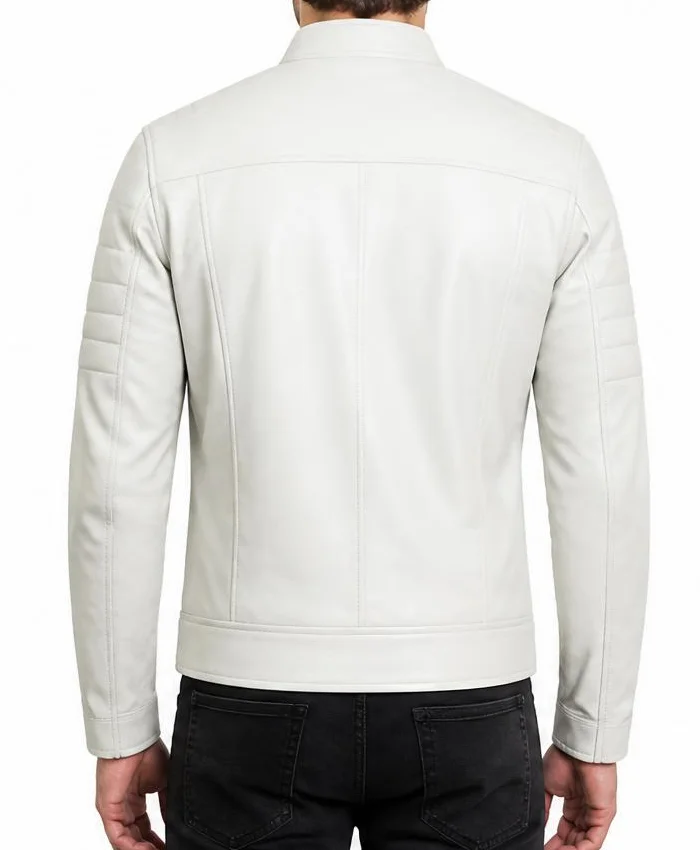 OFF-White Cafe Racer Leather Jacket Men