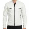 OFF-White Cafe Racer Leather Jacket Mens