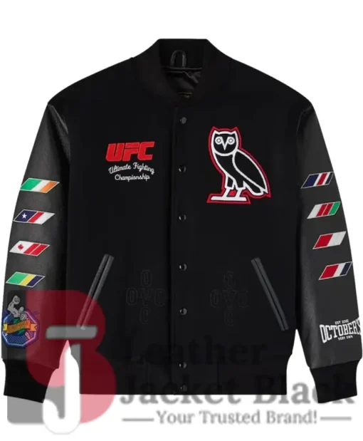 OVO X UFC Championship Black Varsity Jacket