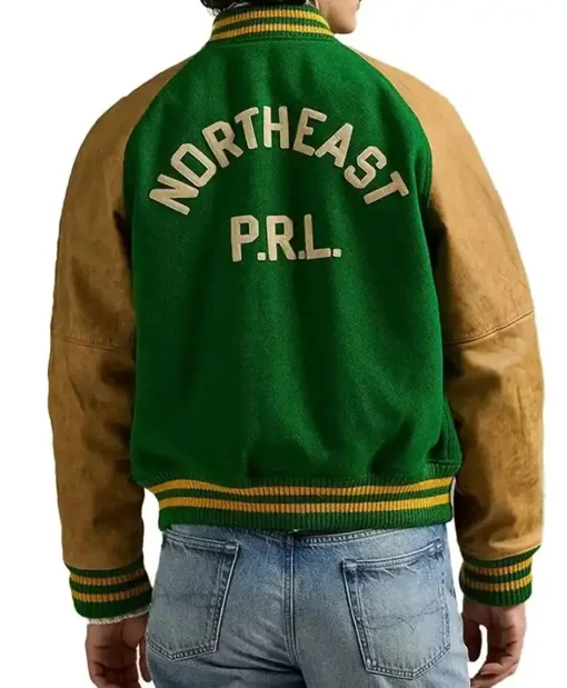 Ralph Lauren Letterman Green And Brown Jacket