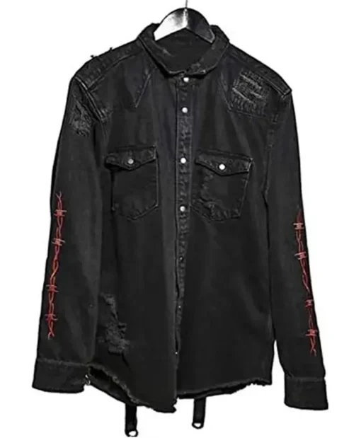 Red Snake Demon Hunter Black Denim Jacket
